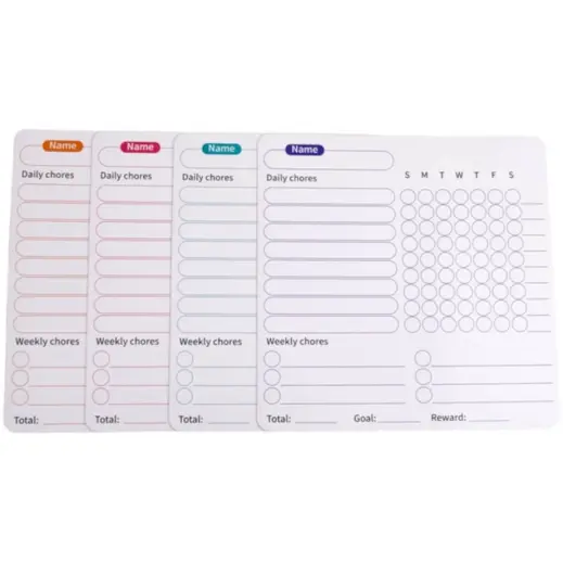 Fridge Magnet Chore Tracker & Reward Set Charts Flat